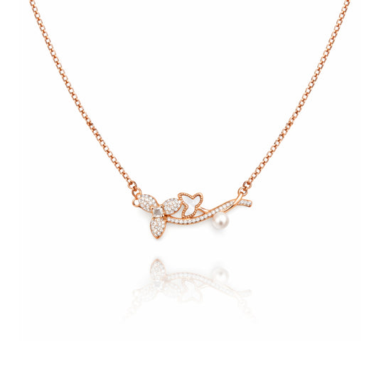 925 Silver Exclusive Rose Gold Polished Fancy Chain Pendant