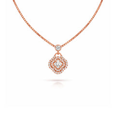 925 Silver Exclusive Rose Gold Polished CZ Stone Chain Pendant