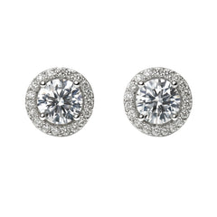 925 Silver Signature Cubic Zirconia Round Micro Halo Studs