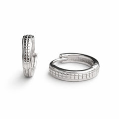 925 Sterling Silver Textured Bali Hoop Earrings for Women