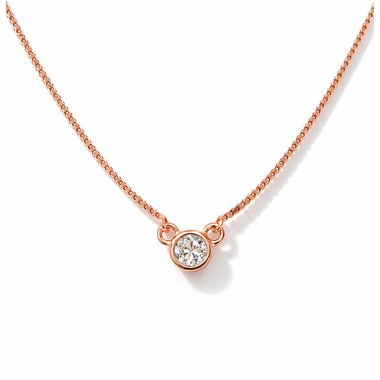 925 Silver Exclusive Rose Gold Polished Close Setting CZ Stone Chain Pendant