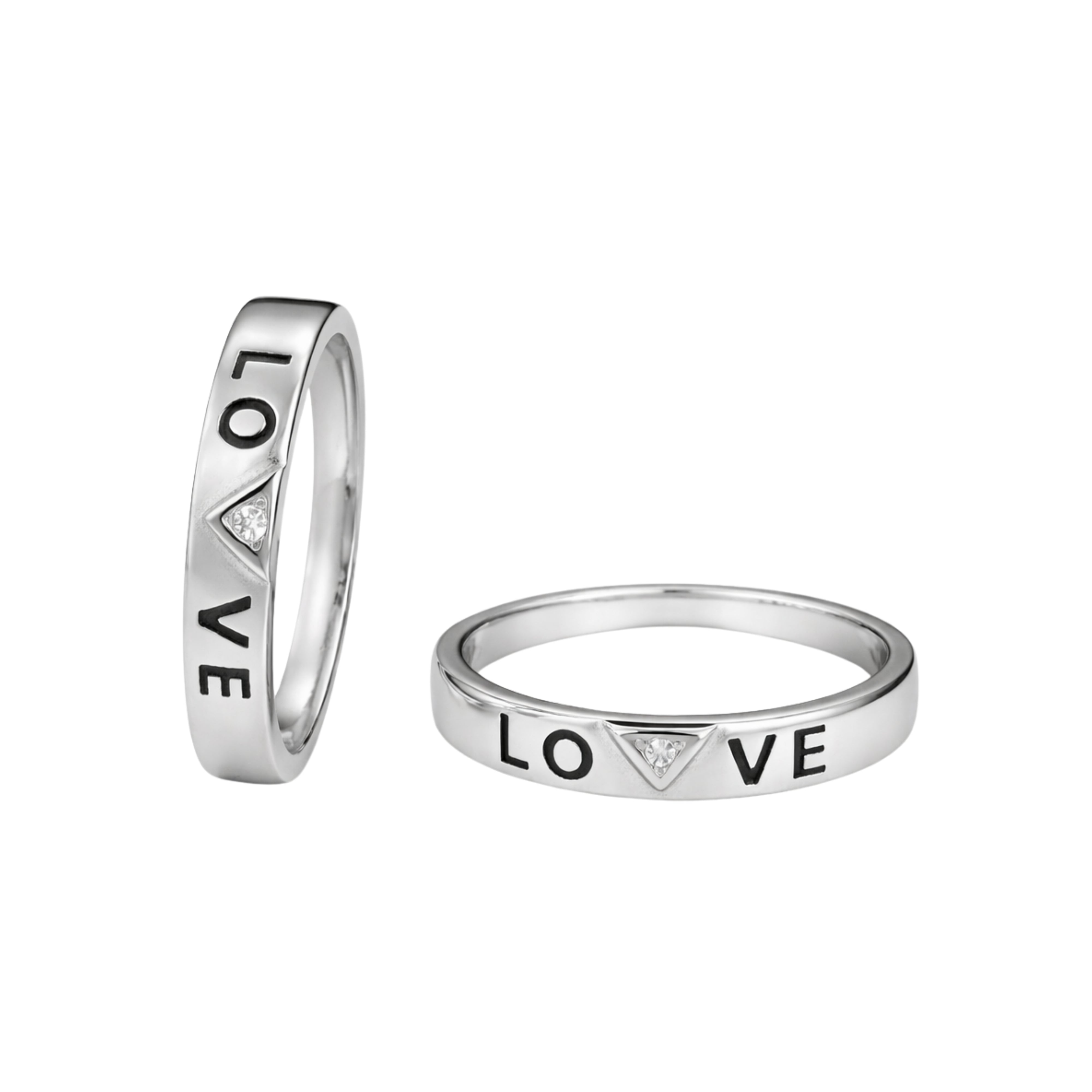 925 Silver Love Couple Band Ring