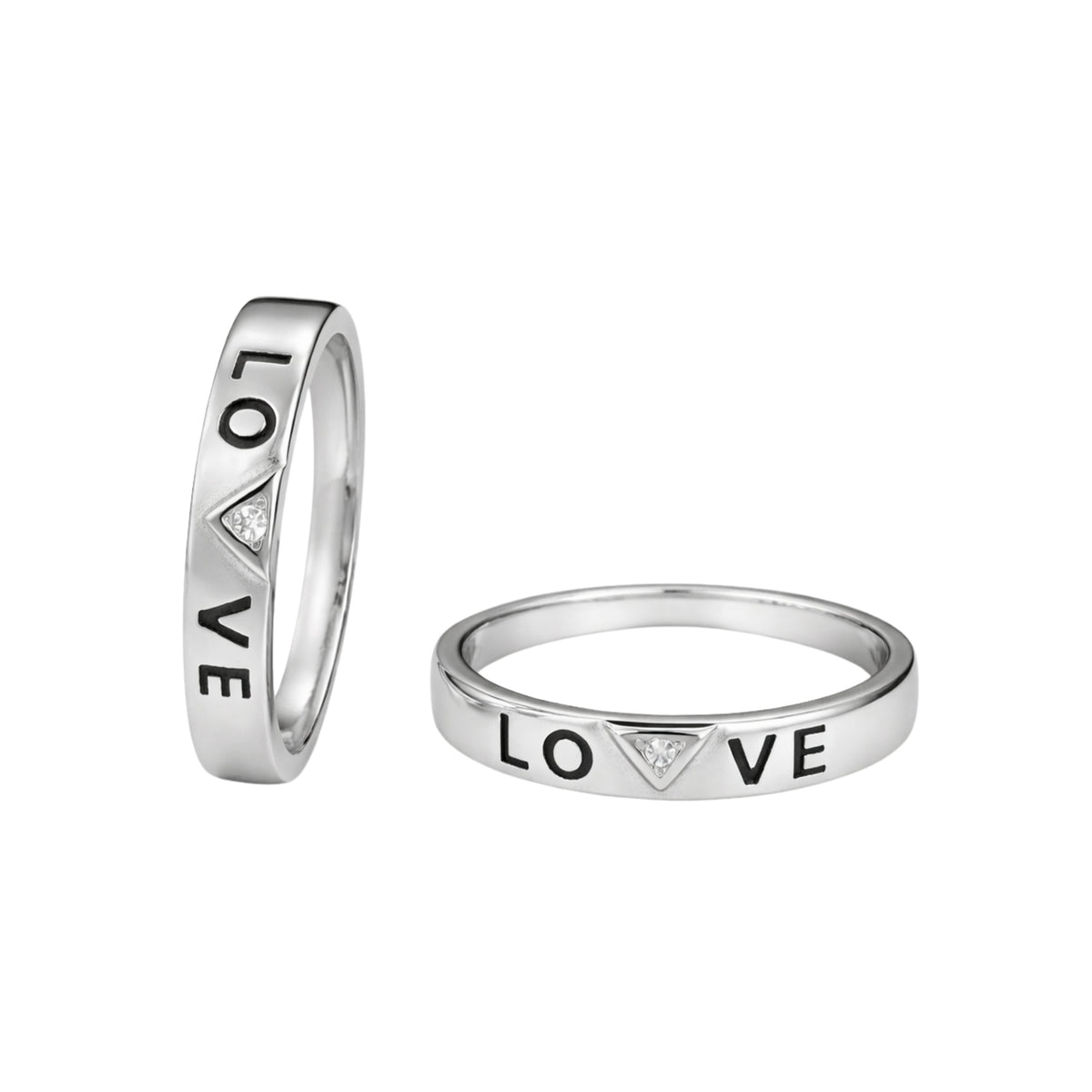 925 Silver Love Couple Band Ring