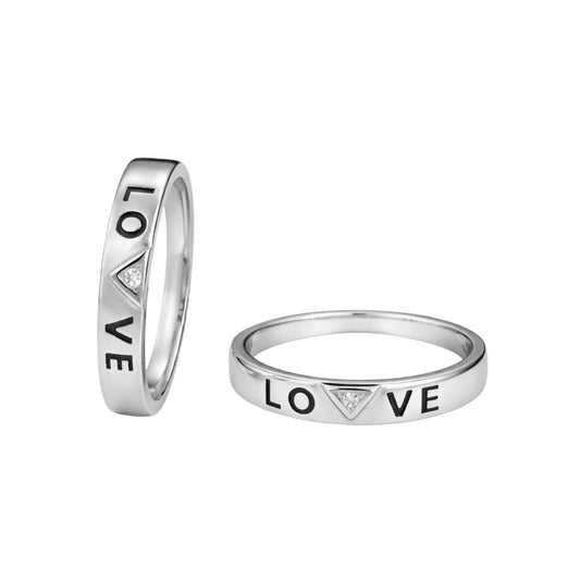 925 Silver Love Couple Band Ring