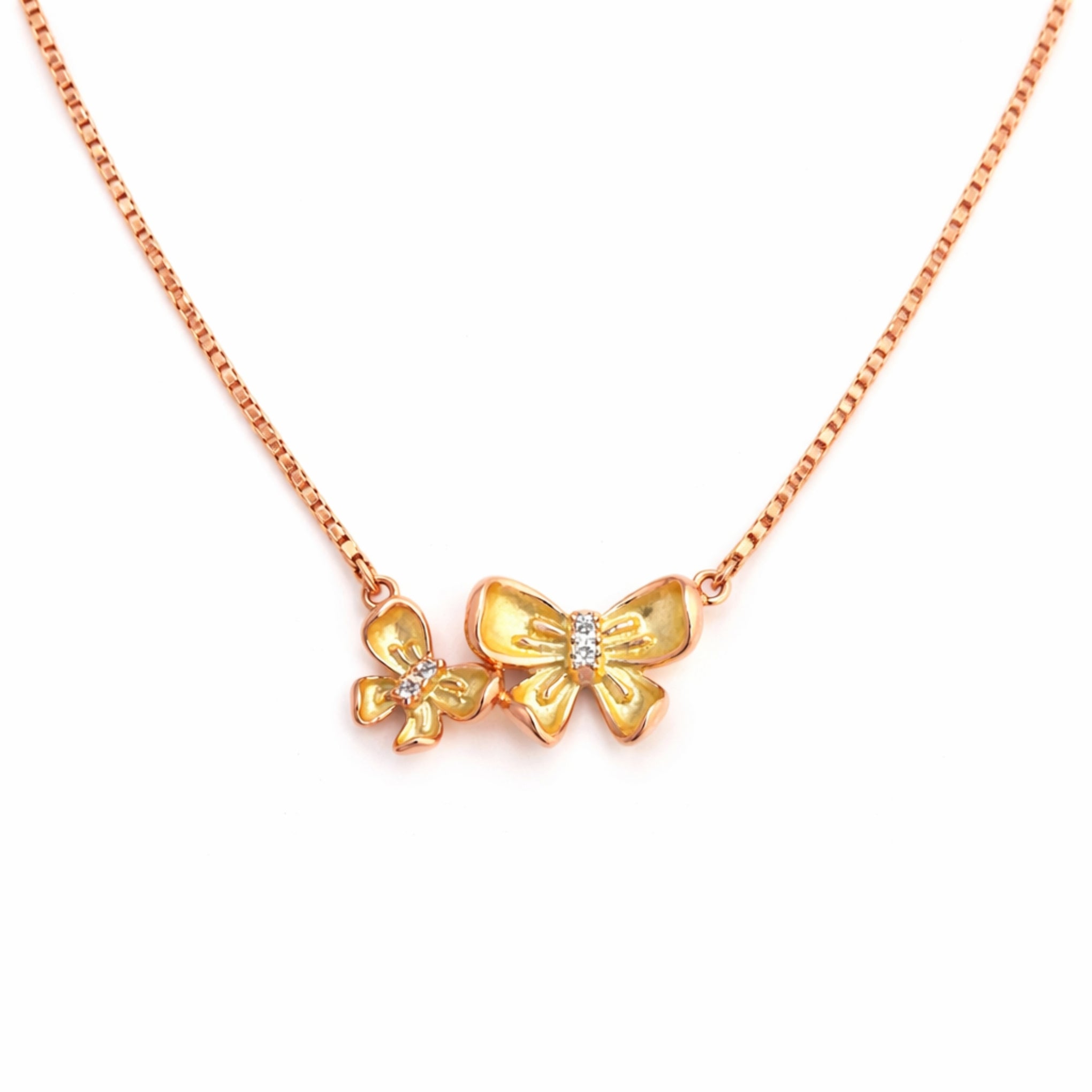 925 Silver Exclusive Rose Gold Polished Yellow Chain Pendant