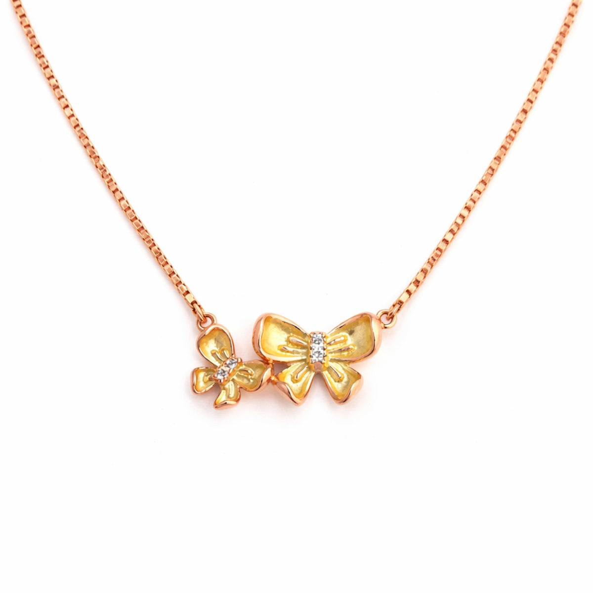 925 Silver Exclusive Rose Gold Polished Yellow Chain Pendant