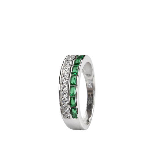 925 Silver Semi Exclusive Green Stone Ladies Ring