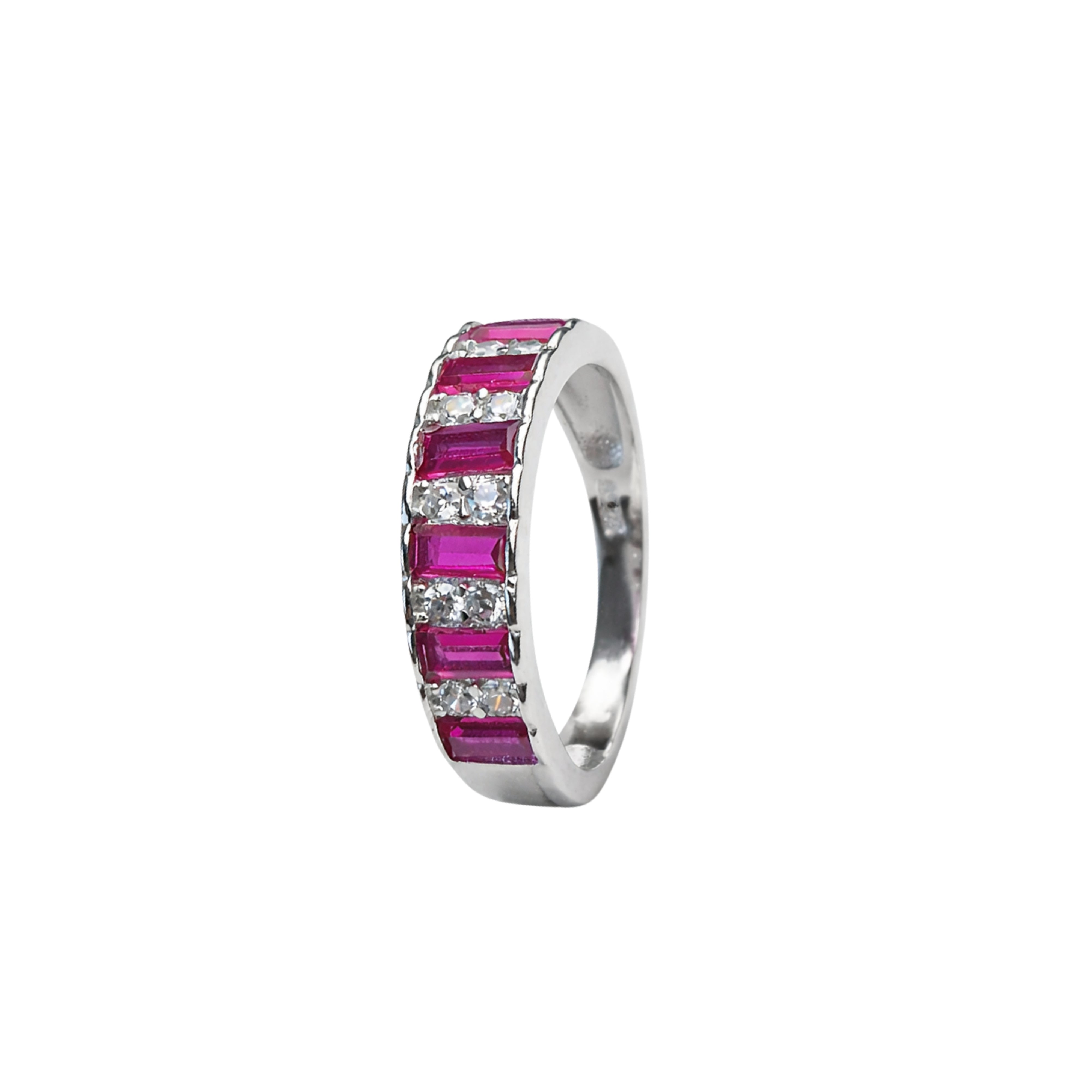 925 Silver Semi Exclusive Pink Stone Ladies Ring