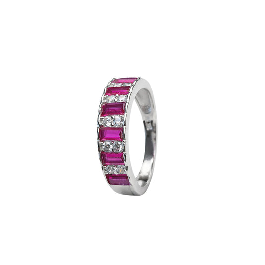 925 Silver Semi Exclusive Pink Stone Ladies Ring