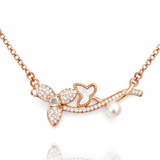 925 Silver Exclusive Rose Gold Polished Fancy Chain Pendant