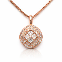 925 Silver Exclusive Rose Gold Polished Micro CZ Stone Chain Pendant
