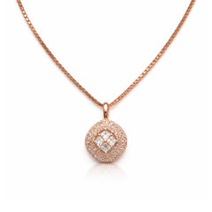 925 Silver Exclusive Rose Gold Polished Micro CZ Stone Chain Pendant