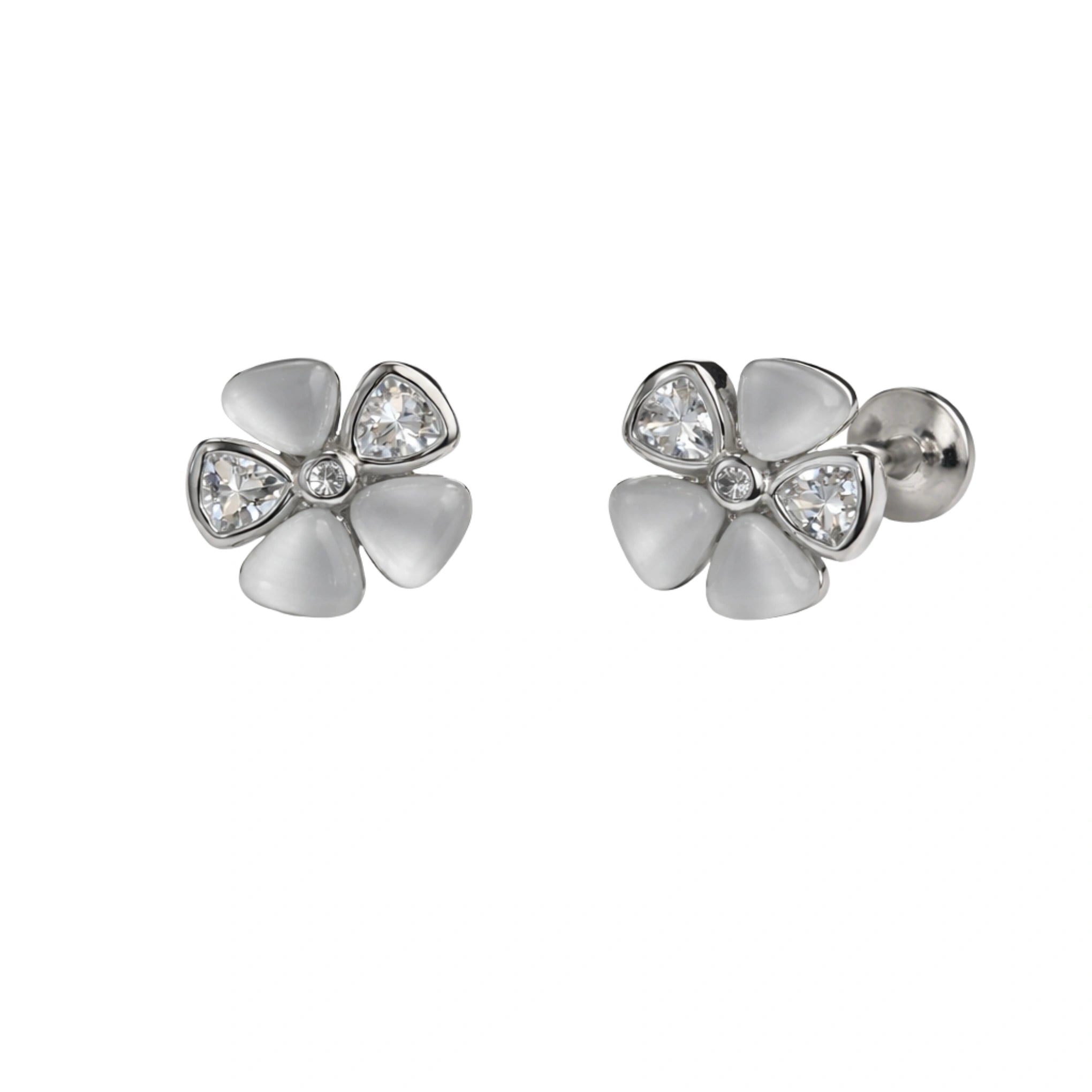 925 Silver Cat Eye Stone MOP Studs