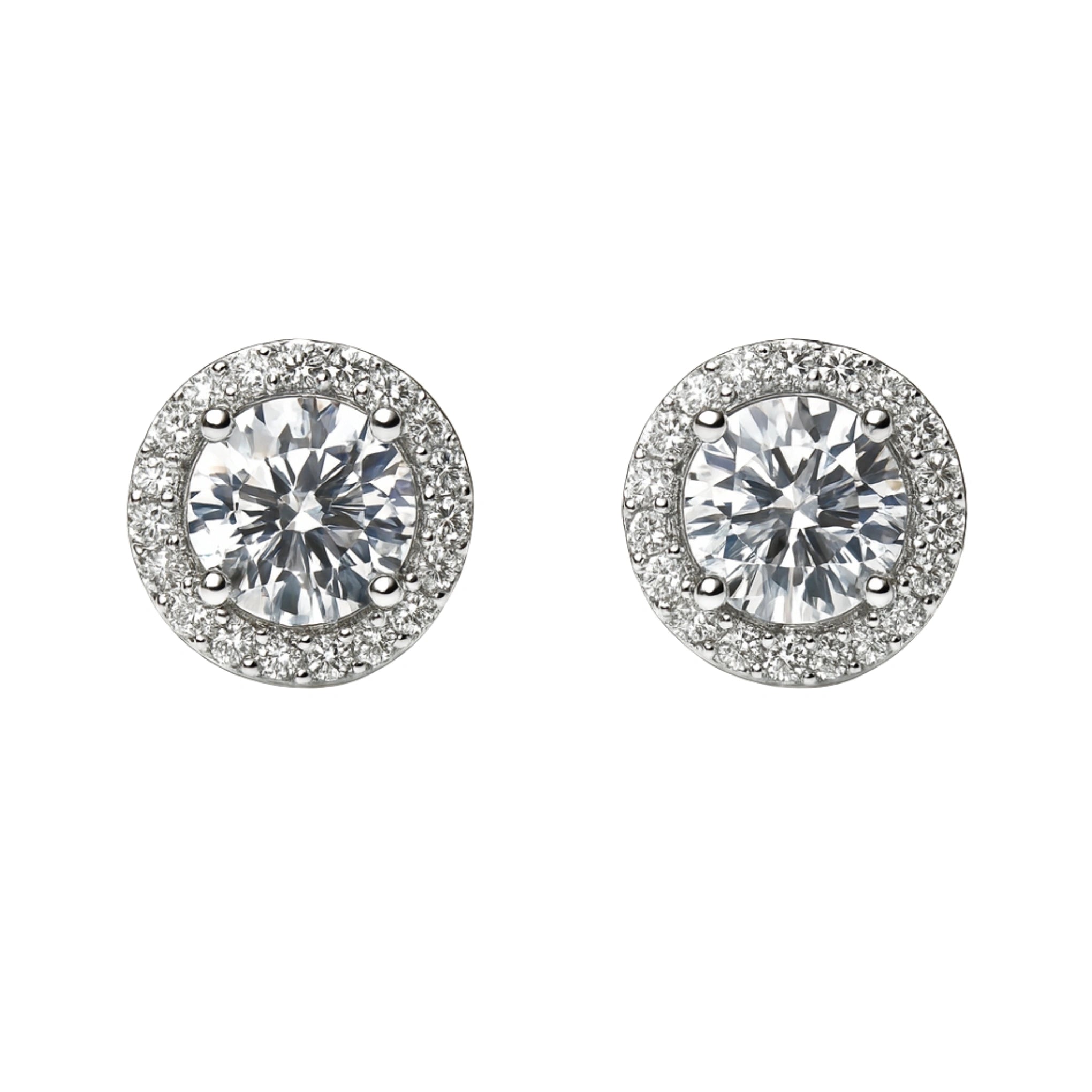 925 Silver Signature Cubic Zirconia Round Micro Halo Studs