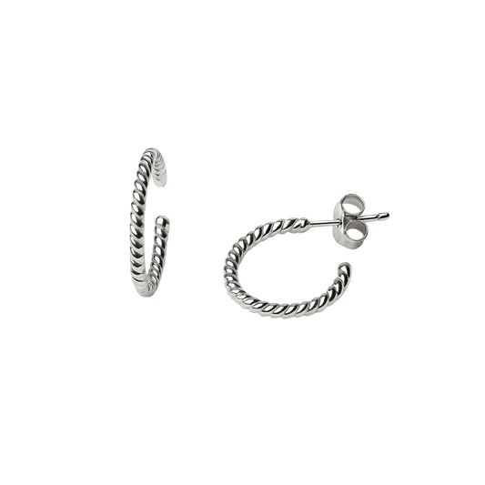 925 Sterling Silver Twisted Rope Design Open Hoop Earrings for Women