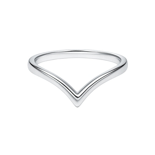 925 Silver Elegant Soft Chevron Curved Band Ring