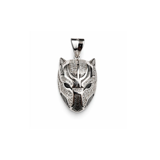 925 Sterling Silver Panther Mask CZ Statement Pendant
