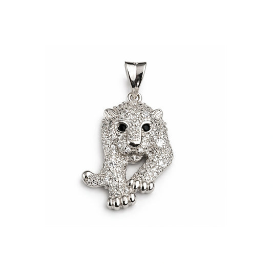 925 Silver Iced-Out Leopard Cubic Zirconia Luxury Pendant Necklace