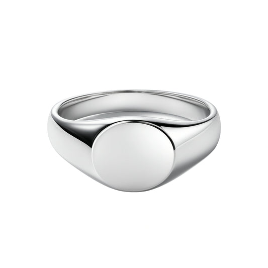 925 Sterling Silver Classic Polished Round Signet Band Ring