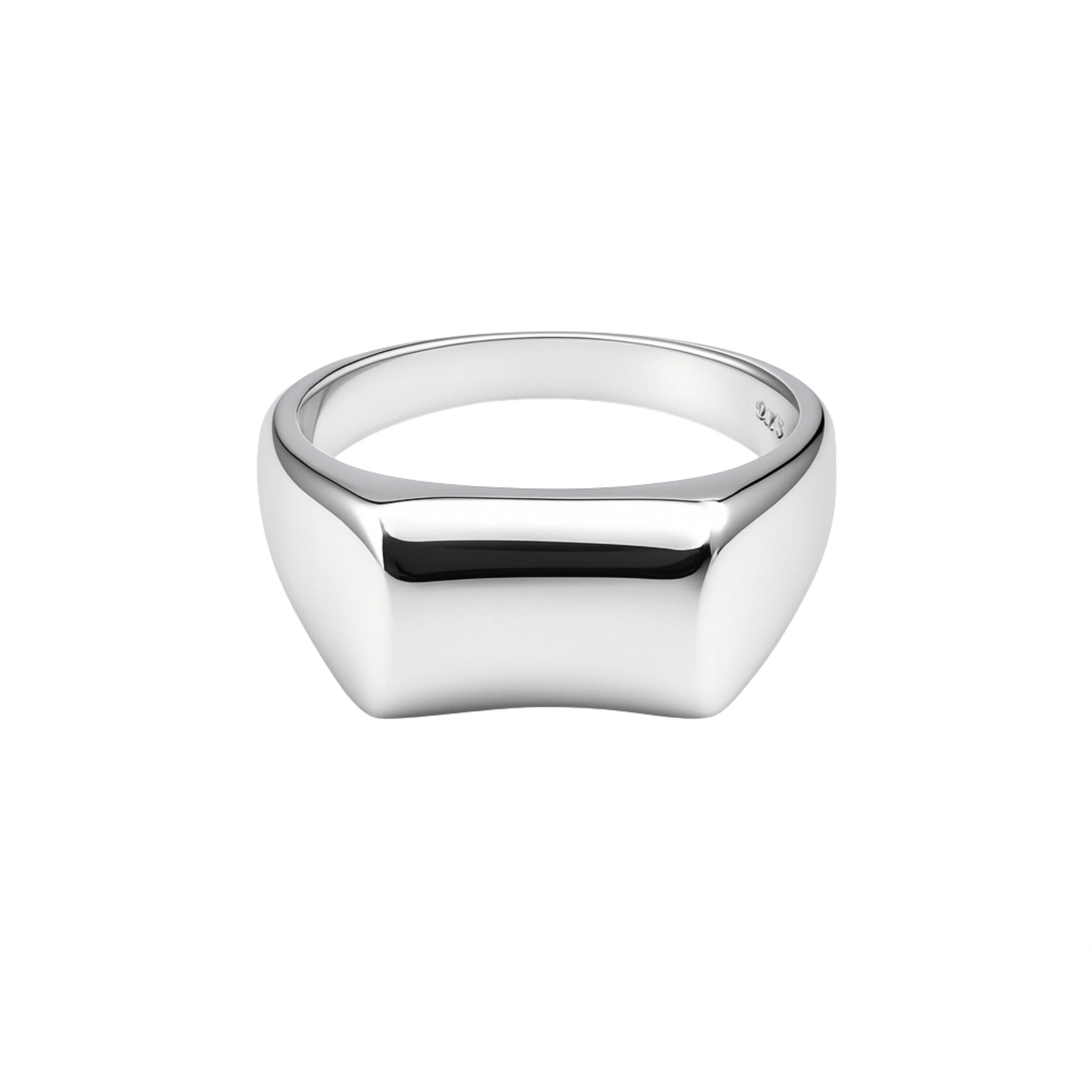 925 Sterling Silver Classic Polished Rectangular Signet Band Ring