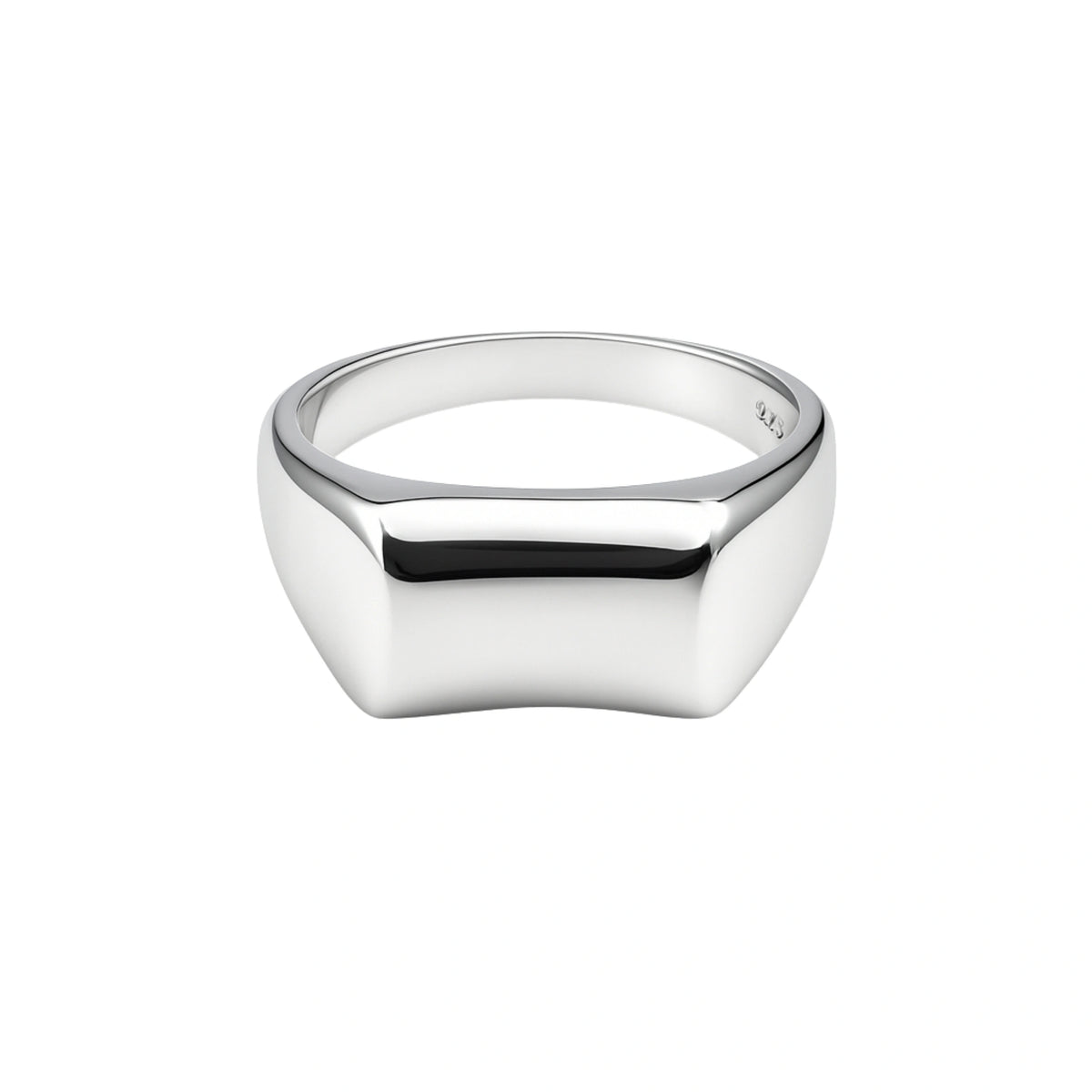 925 Sterling Silver Classic Polished Rectangular Signet Band Ring