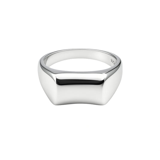 925 Sterling Silver Classic Polished Rectangular Signet Band Ring