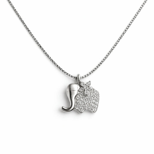 925 Sterling Silver Elephant CZ Charm Chain Pendant for Women