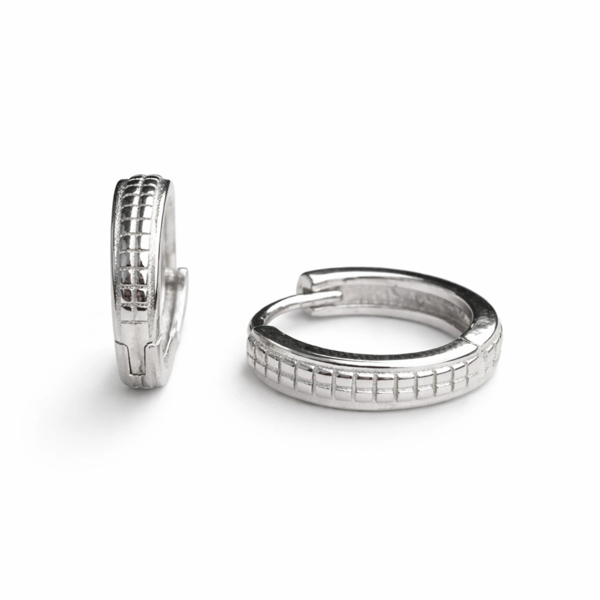 925 Sterling Silver Textured Bali Hoop Earrings for Women