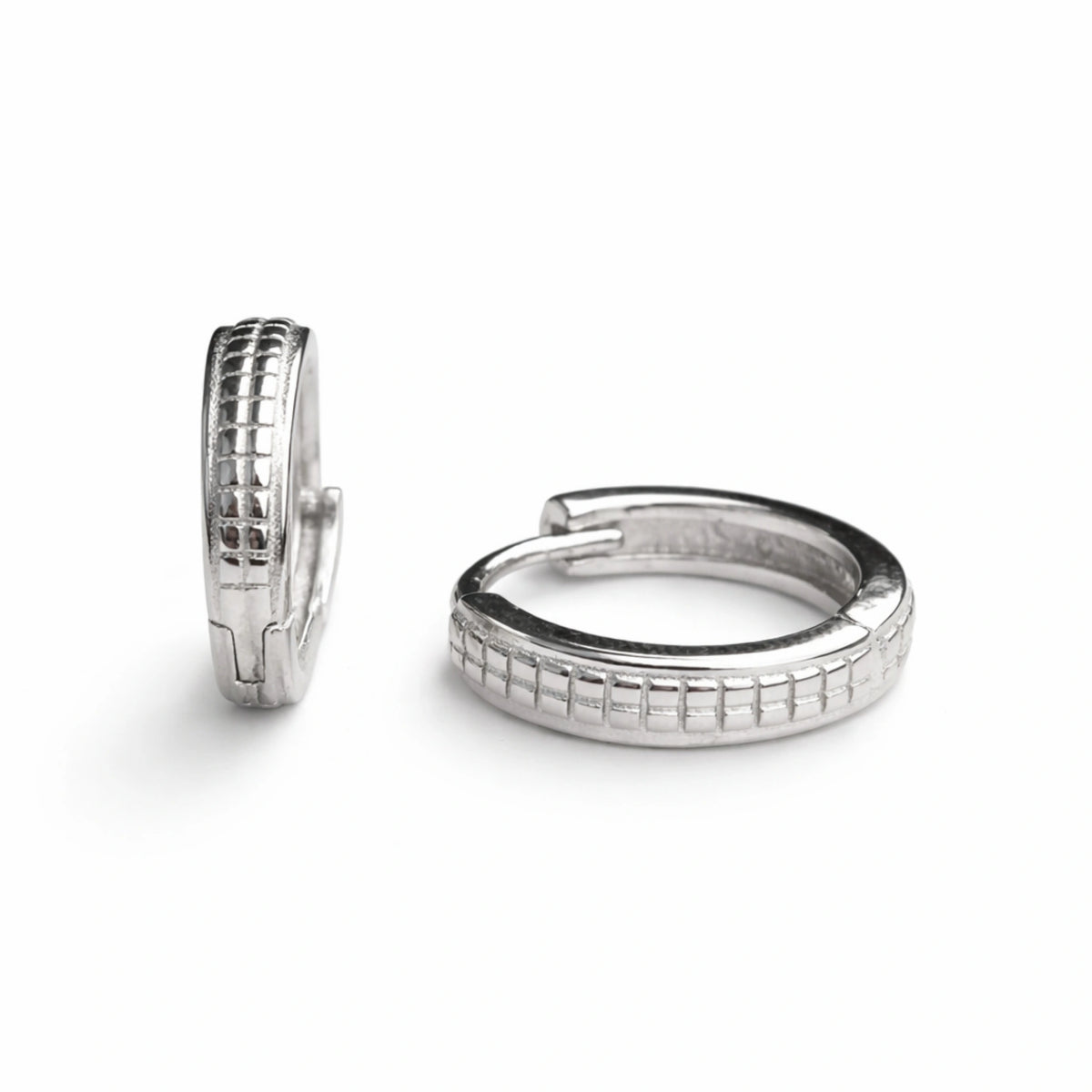 925 Sterling Silver Textured Bali Hoop Earrings for Women