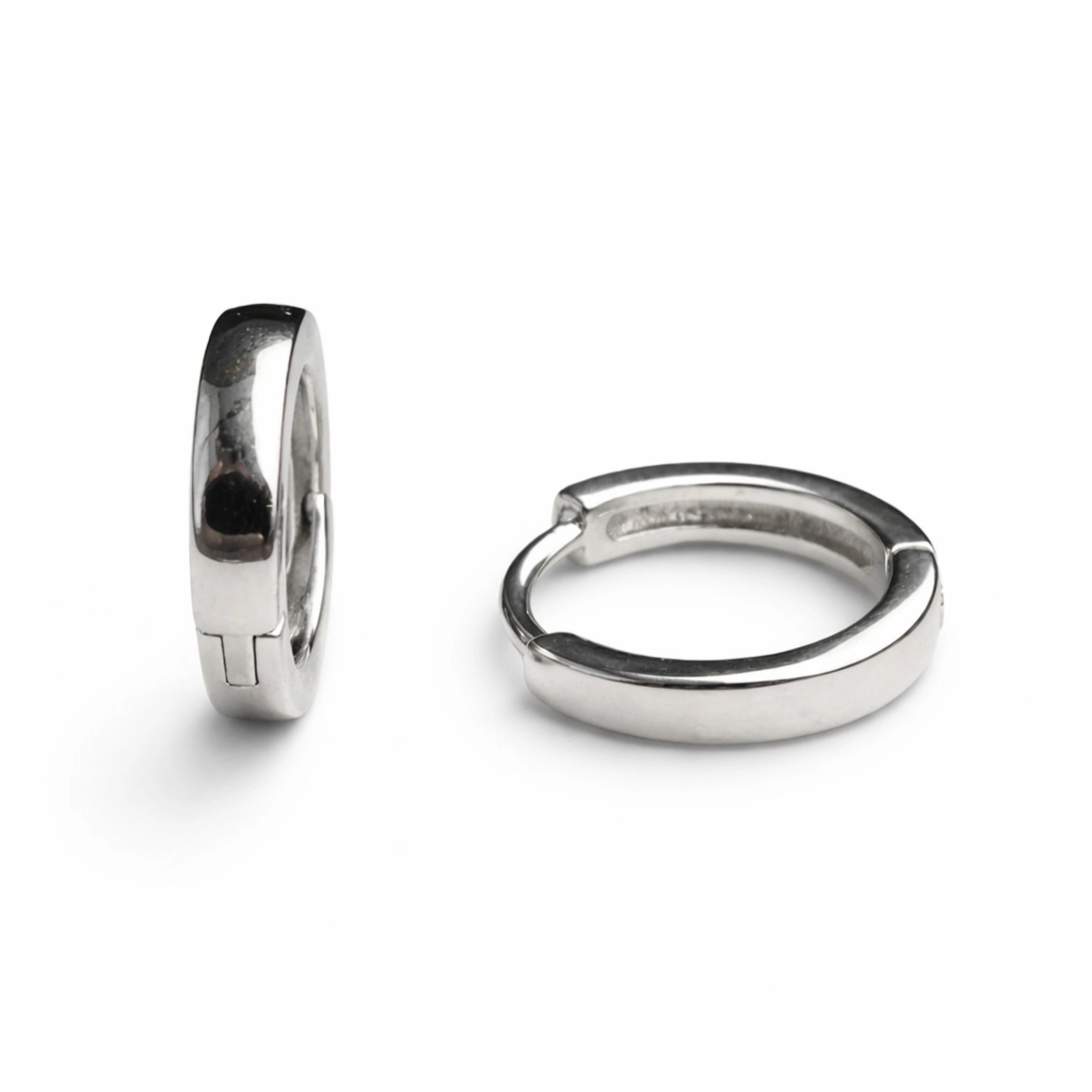 925 Sterling Silver Plain Huggie Bali Hoop Earrings for Women