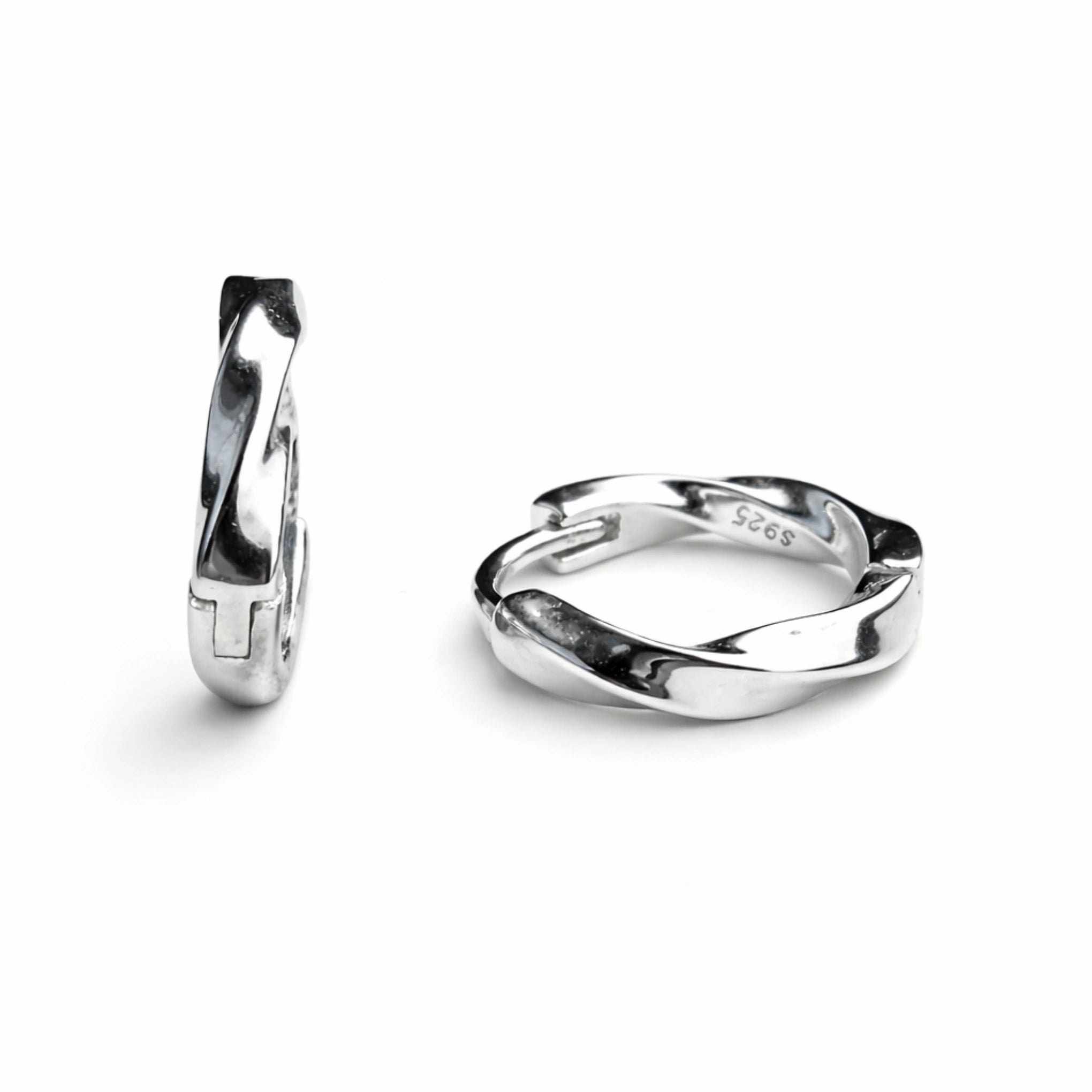 925 Silver Twisted Design Bali Hoop Earrings for Women