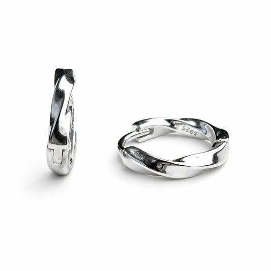 925 Silver Twisted Design Bali Hoop Earrings for Women