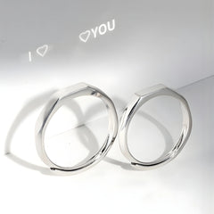 925 Silver His & Hers Flat Top Signet Ring Set – Polished Minimal Design